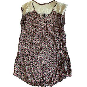 Floral and lace tank with tie - XL
